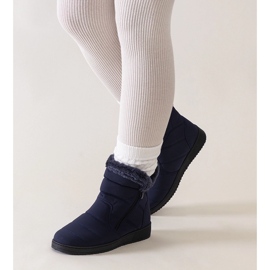 Marinblå snöstövlar dekorerade med Khit-päls 1