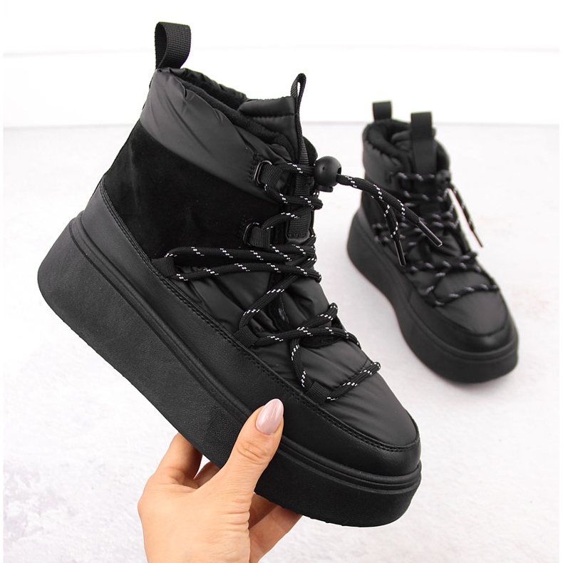 Snöskor för kvinnor på plattformen, svart Potocki 72302 1