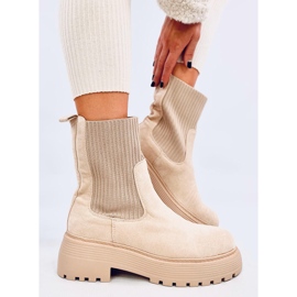 Winters Beige elastiska ankelboots 2
