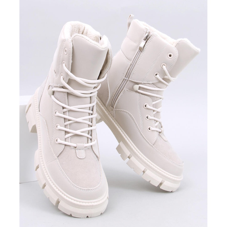 Torey White isolerade ankelboots med snörning beige 1