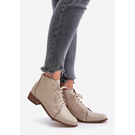 Zazoo 2964 Beige Läder Flat Boots 1