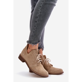 Zazoo 2959 Mocka Oxfords snörskor med platta klackar Beige 1