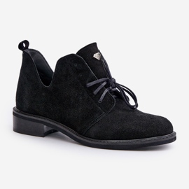 Zazoo 2959 Mocka Oxfords snörskor med platta klackar Svart 4
