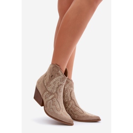 Dekorerade högklackade cowboystövlar Beige Kaivina 1