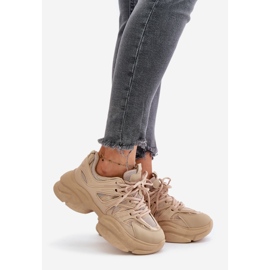 Beige Amoserna damsneakers med tjock sula 1