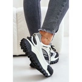 Sneakers i läder för kvinnor på Big Star-plattformen OO274A220 HI-POLY System Vit och Svart 2