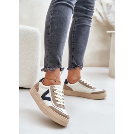 Vinceza 7923 Sneakers i läder för kvinnor, beige 2