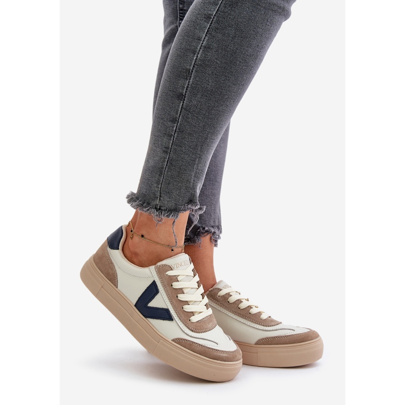 Vinceza 7923 Sneakers i läder för kvinnor, beige 1