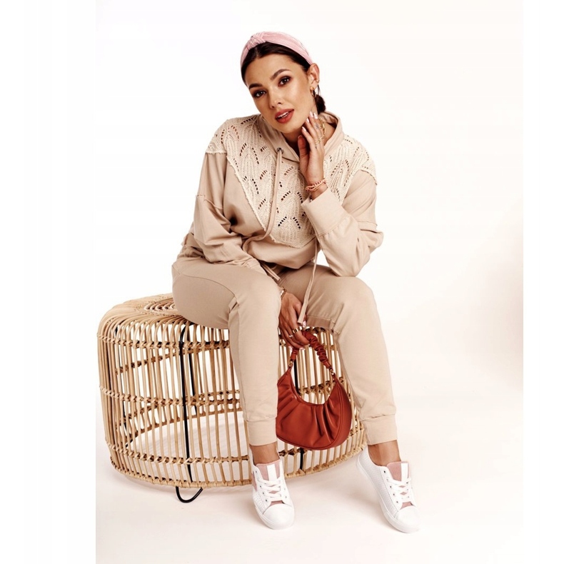 Kvinnors sneakers med en stjärna Big Star DD274691 Vit och rosa 2