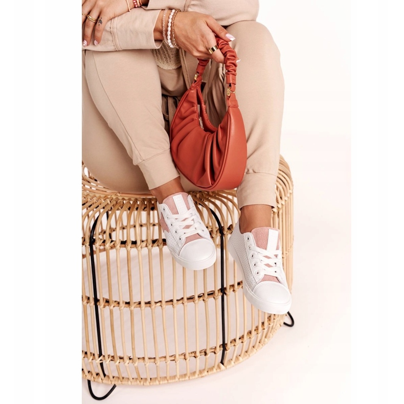 Kvinnors sneakers med en stjärna Big Star DD274691 Vit och rosa 3