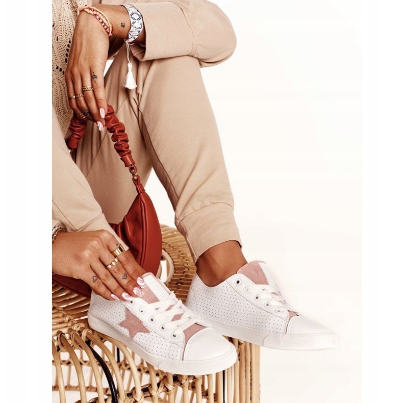 Kvinnors sneakers med en stjärna Big Star DD274691 Vit och rosa 6
