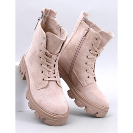 Healy Beige ankelboots med snörning och tjock sula 1