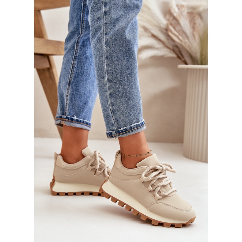 Sportskor: Sneakers på plattform gjorda av eko-läder, beige 3