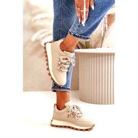 Sportskor: Sneakers på plattform gjorda av eko-läder, beige 4