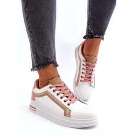 Kvinnors sport smyger med beige glitter vit 4