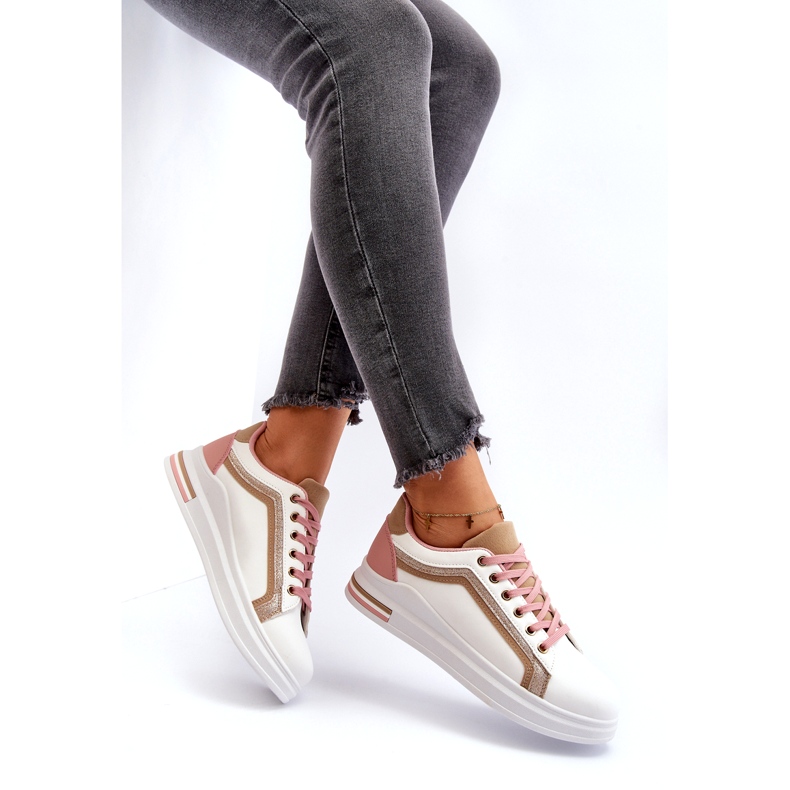 Kvinnors sport smyger med beige glitter vit 7