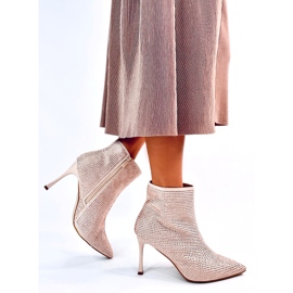 Högklackade ankelboots med Demish Champagne-kristaller rosa 5