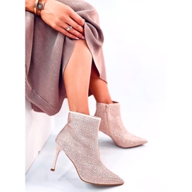 Högklackade ankelboots med Demish Champagne-kristaller rosa 7