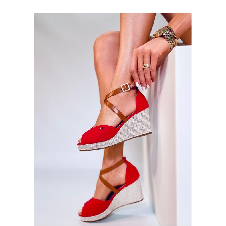 Berna Röda sandaler med öppen tå - Inello 1