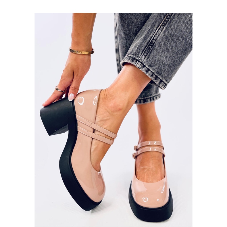 Lorai Khaki pumps med bred häl - Inello beige 1