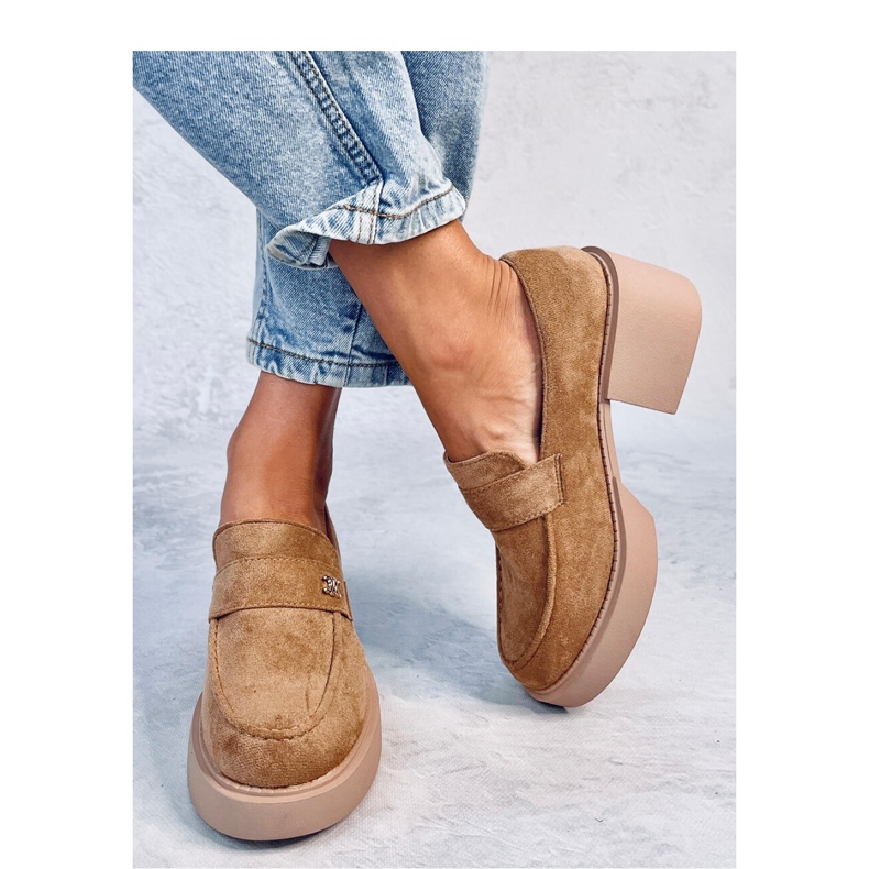 Camel högklackade loafers - brun 1