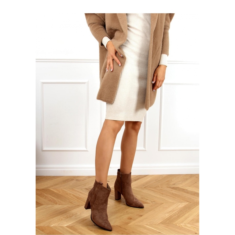 Klassiska mörkbeige högklackade ankelboots RB106P Khaki - Inello 2