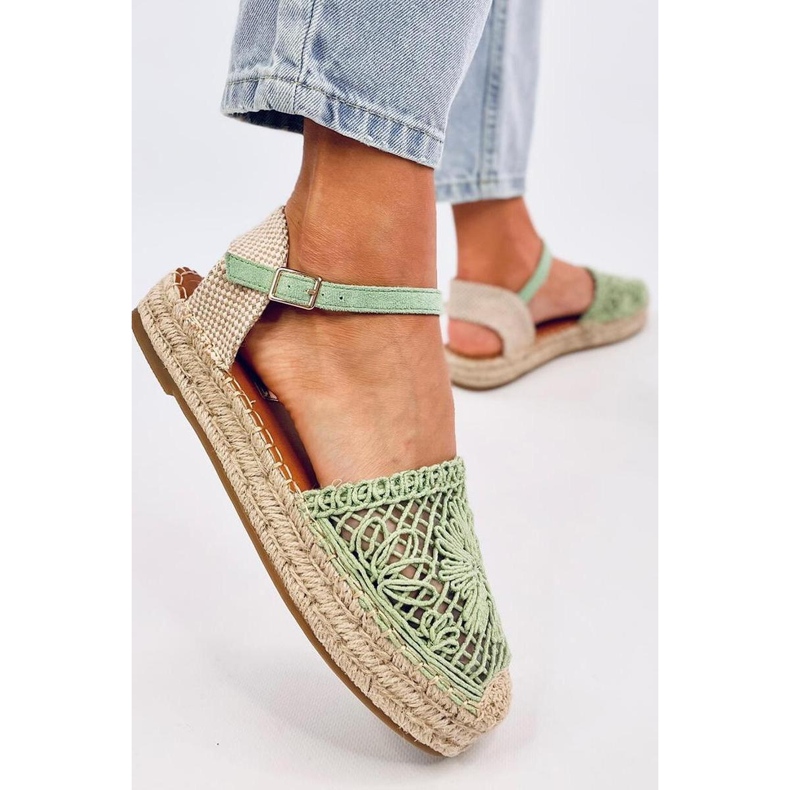 Gröna genombrutna espadrillesandaler 1