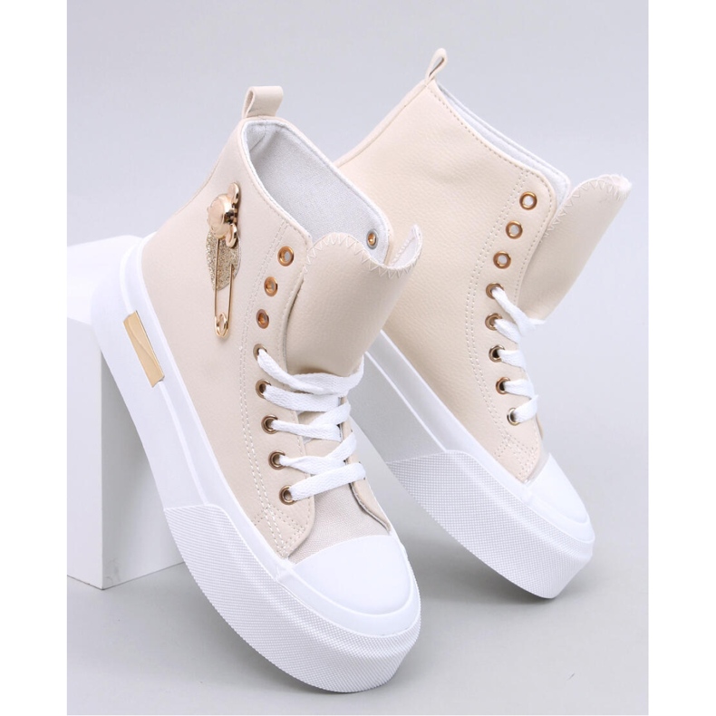 Arenas Beige high-top sneakers med säkerhetsnål 1