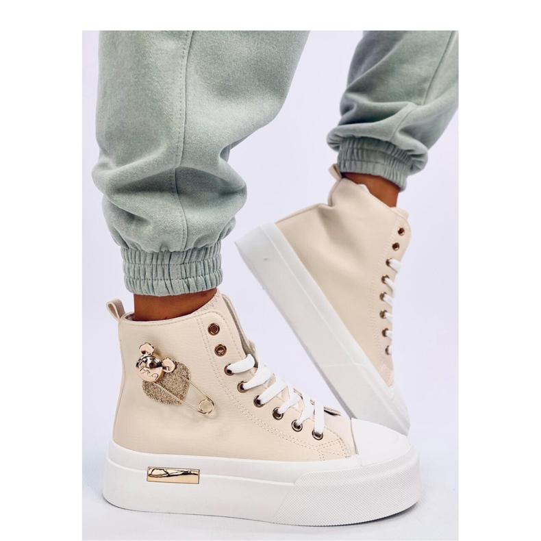 Arenas Beige high-top sneakers med säkerhetsnål 2
