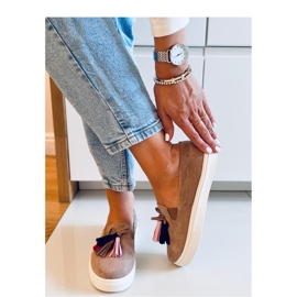 Khaki höstsneakers med fransar beige 1