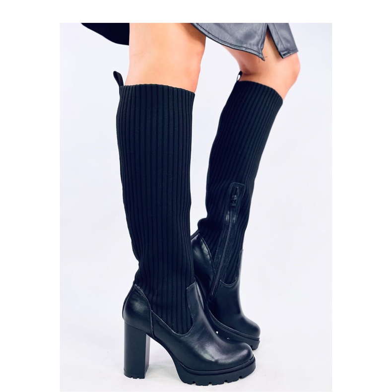 Jaida Svarta högklackade stövlar med elastisk ovandel - Inello 2