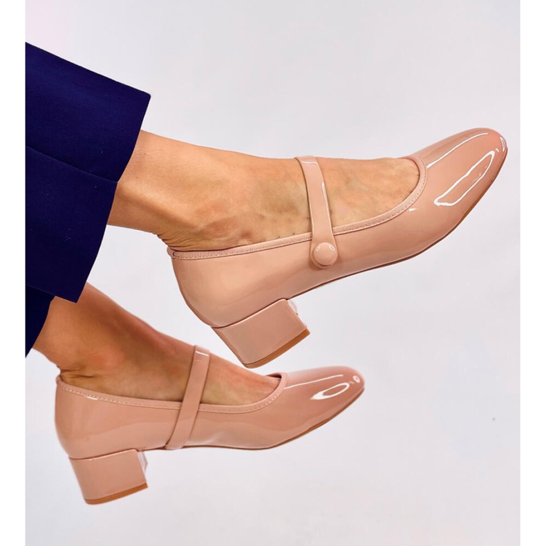 Naken, patenterad balett med hög klack beige 1