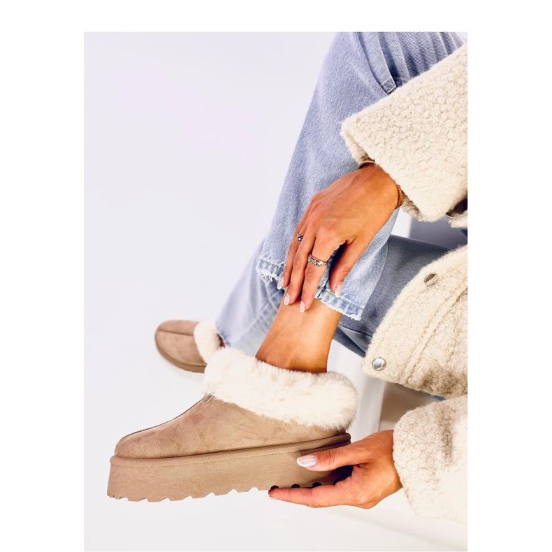 Yogi Khaki korta snöstövlar med päls - Inello beige 1