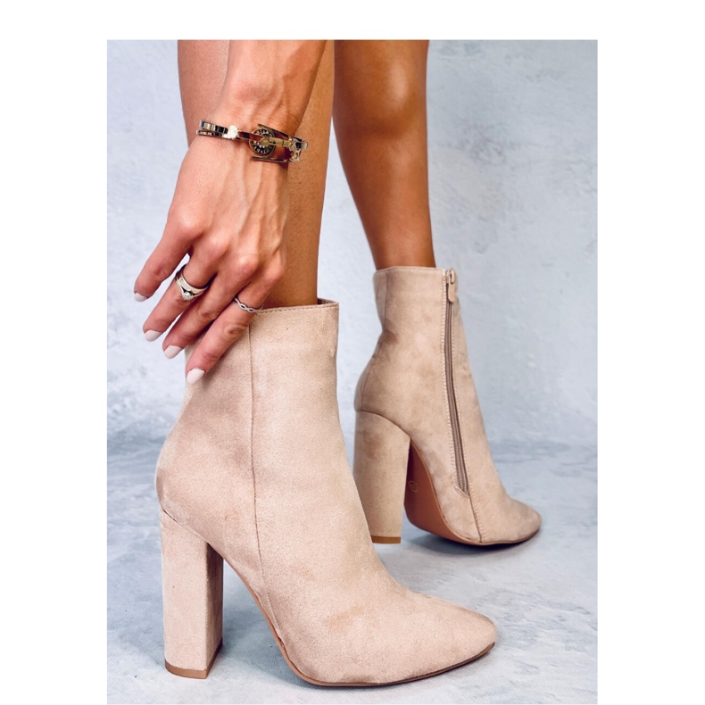 Rivers Khaki högklackade ankelboots - Inello beige 2