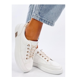 Beige damsneakers vit 1