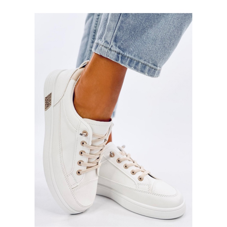 Beige damsneakers vit 1