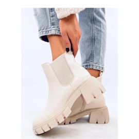 Ledeck Beige Pu bredklackade Chelsea-stövlar - Inello 1