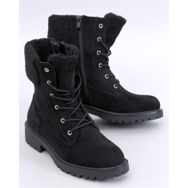 Barkoi Svarta ankelboots med snörning med fårskinn - Inello 1