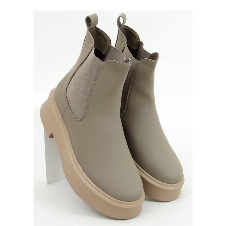 Khaki Green Chelsea boots med tjock sula grön 1