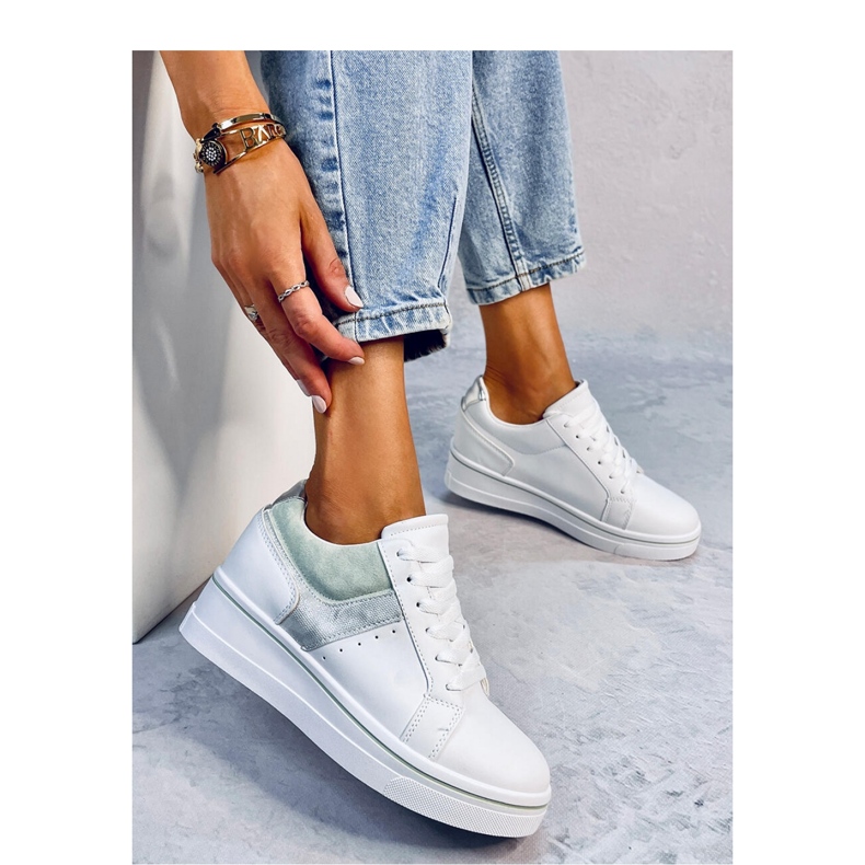 Gröna wedge sneakers vit 1