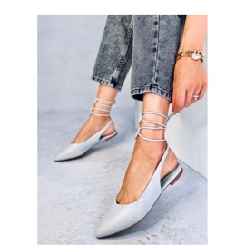 Ballerinor med öppen klack, bunden, grå 1