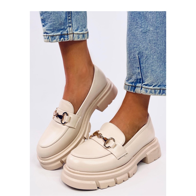 Kyress Beige mockasiner med hög sula - Inello 1