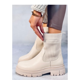 Beige stövlar med elastisk ovandel 1