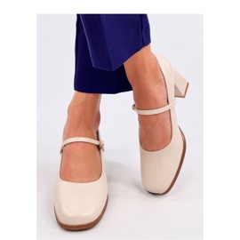 Mary Jane pumps med hög klack i beige stil 2