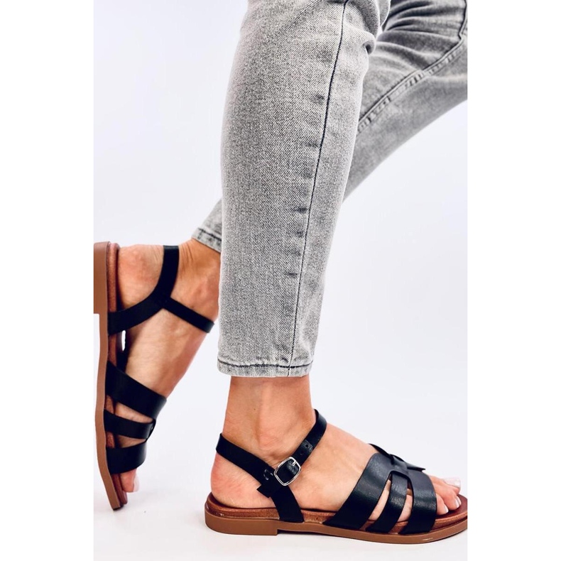 Svarta platta sandaler för kvinnor 1