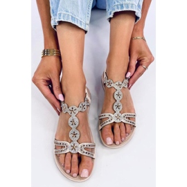 Yvers Beige sandaler med dekorativa zirkoner - Inello 2