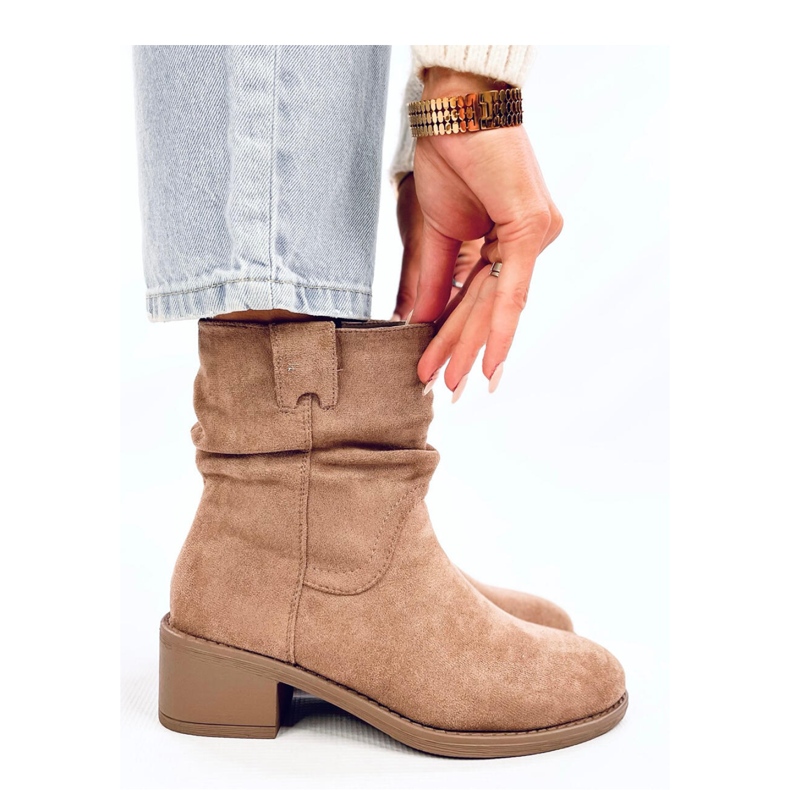 Camel boots med volang ovandel brun 1