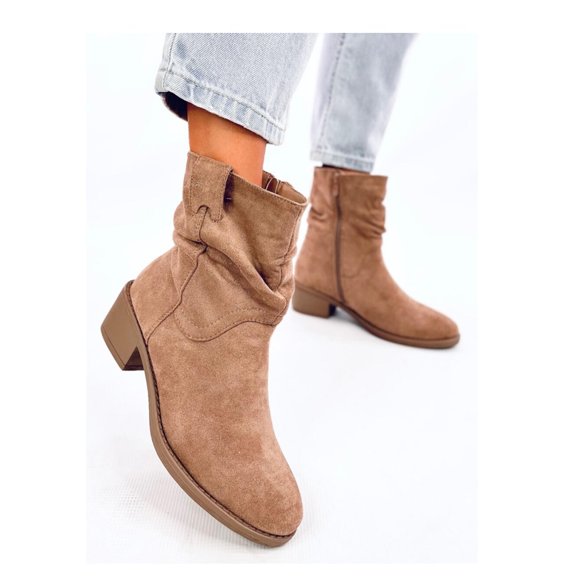 Camel boots med volang ovandel brun 2
