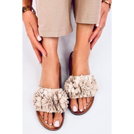 Sandal Cork flip-flops med Sebill Beige blommor - Inello 1