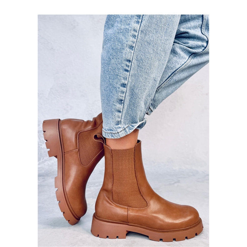Setze Tan dam höga Chelsea boots - Inello brun 1